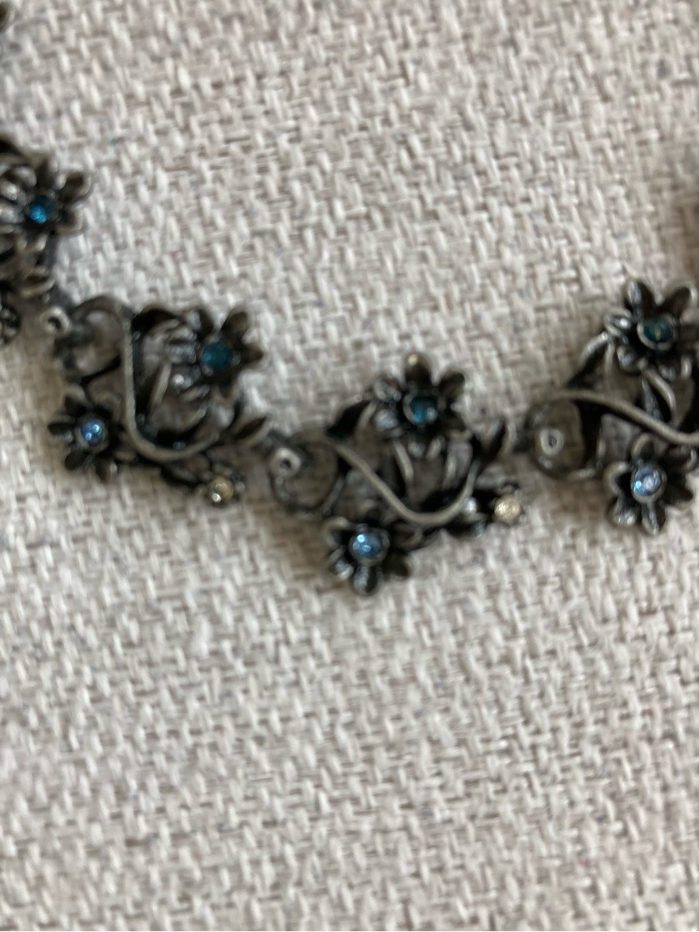 Park Lane Floral Necklace with Blue Stones